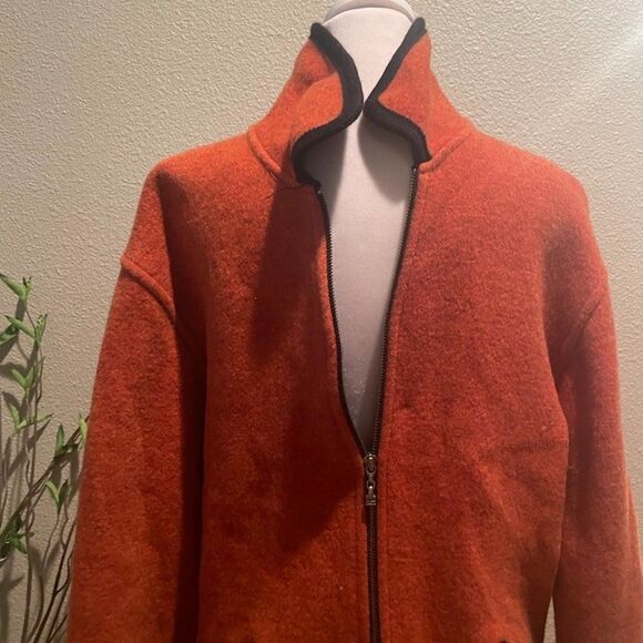 Giesswein Wool Fall Winter Orange Coat Sweater Jacket Made In Austria - Size 34 - Picture 2 of 15